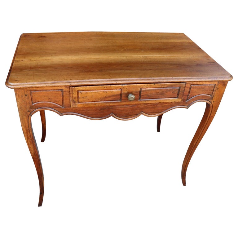 18th Century Italian Louis XV Walnut Wood Writing Desk For Sale