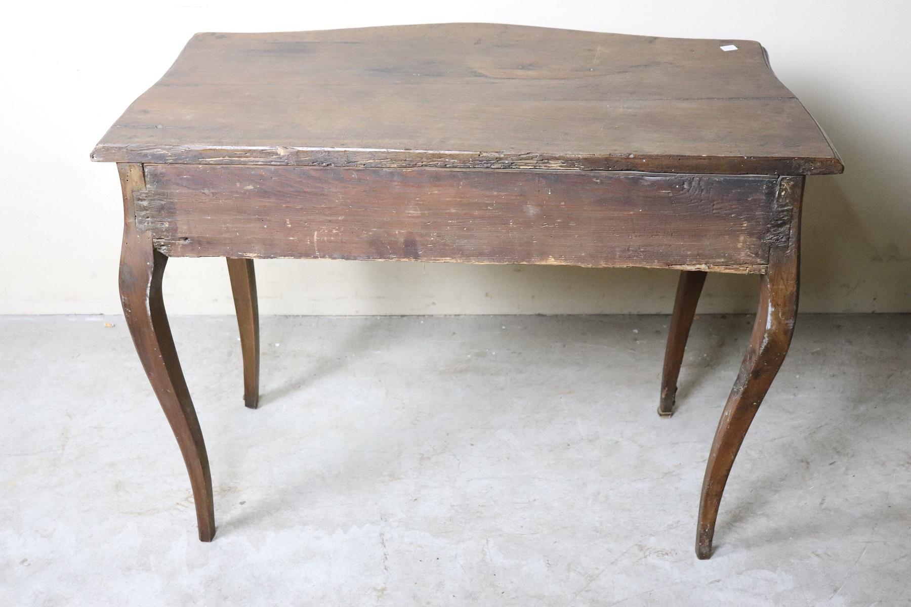 18th Century Italian Louis XV Walnut Writing Desk, Cabriolet Legs 11