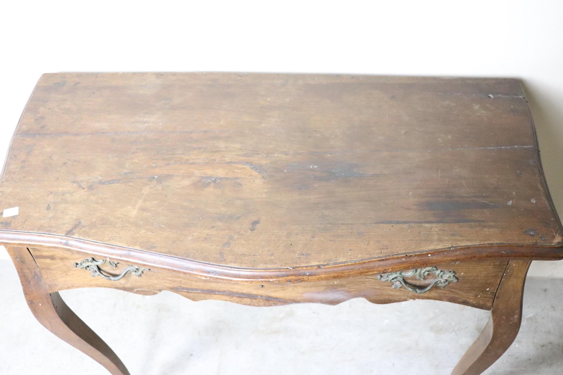 18th Century Italian Louis XV Walnut Writing Desk, Cabriolet Legs 2