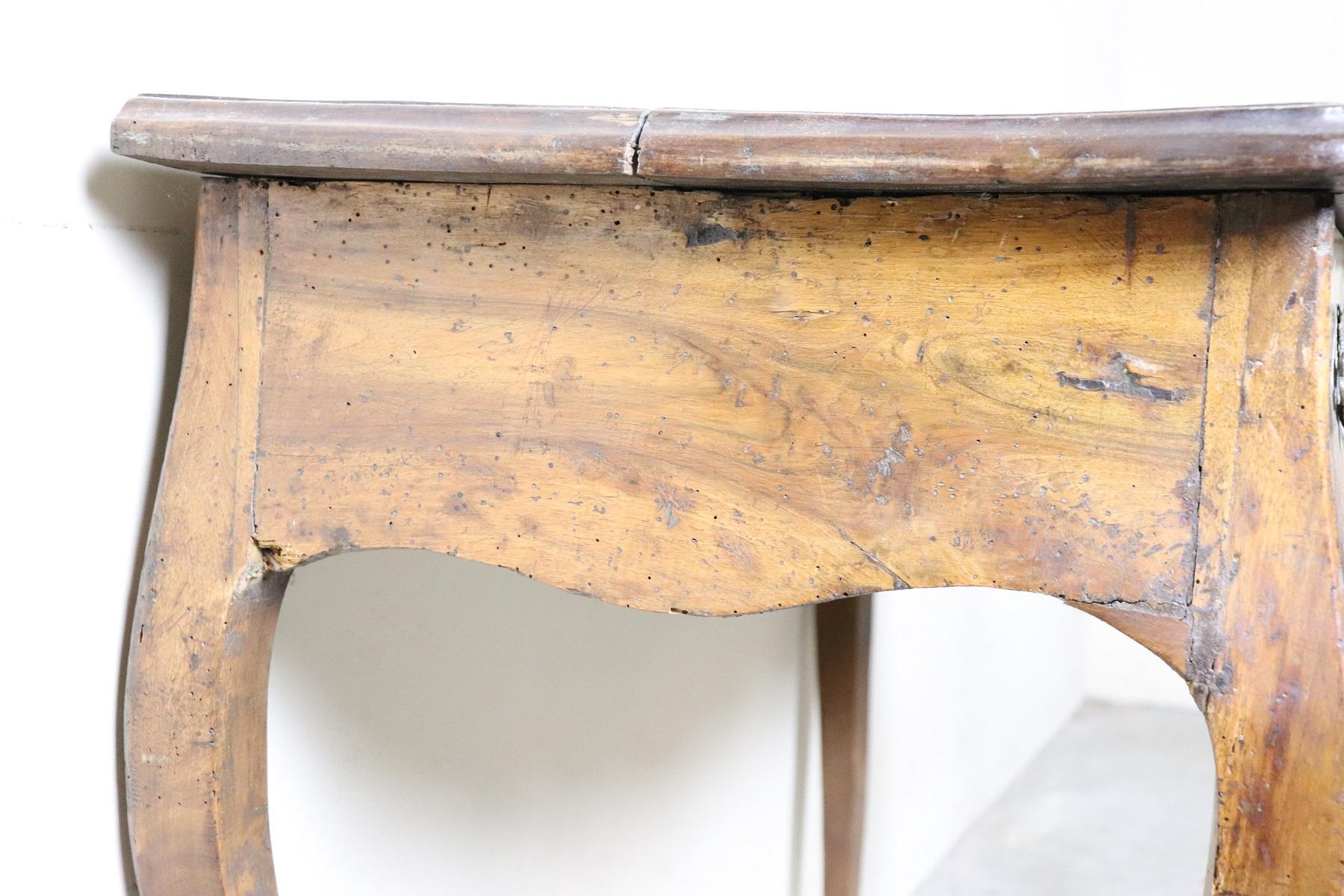 18th Century Italian Louis XV Walnut Writing Desk, Cabriolet Legs 4