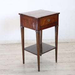18th Century Italian Louis XVI Antique Nightstand or Side Table in Walnut