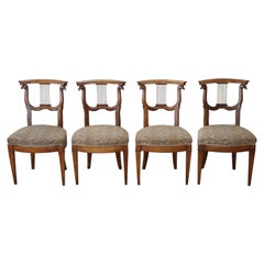 18th Century Italian Louis XVI Hand Carved Cherrywood Four Antique Chairs