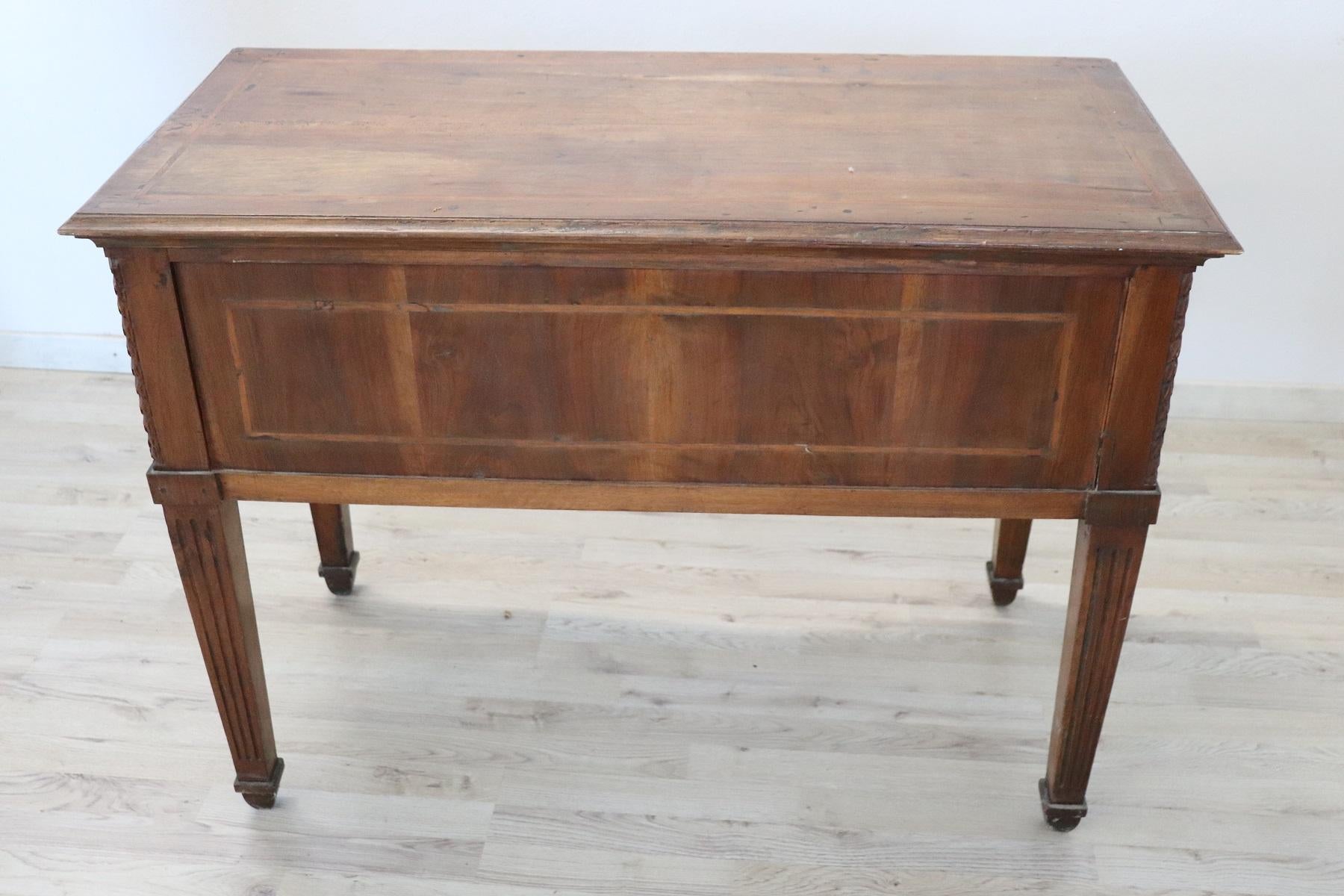 18th Century Italian Louis XVI Inlaid Walnut Antique Writing Table, Desk 8