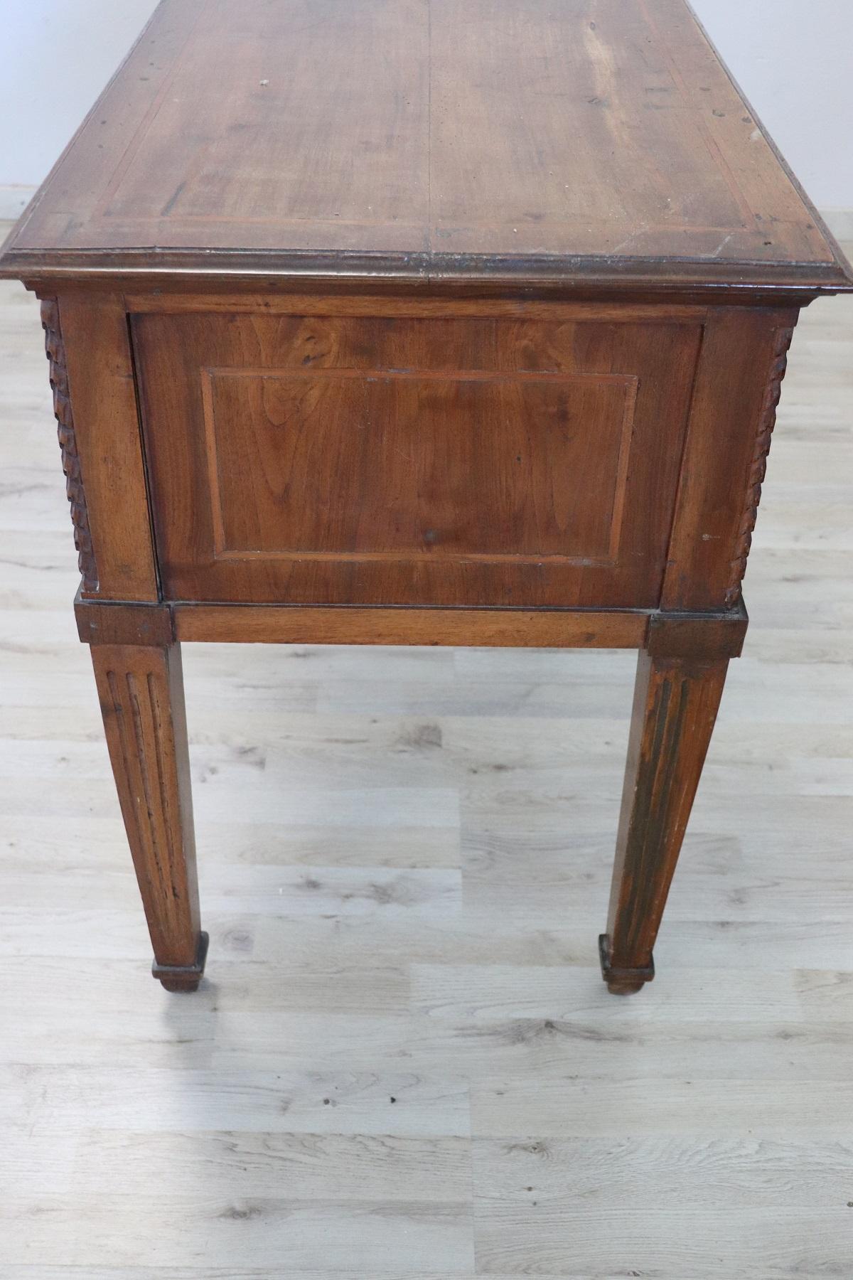 18th Century Italian Louis XVI Inlaid Walnut Antique Writing Table, Desk 10