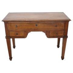 18th Century Italian Louis XVI Inlaid Walnut Antique Writing Table, Desk