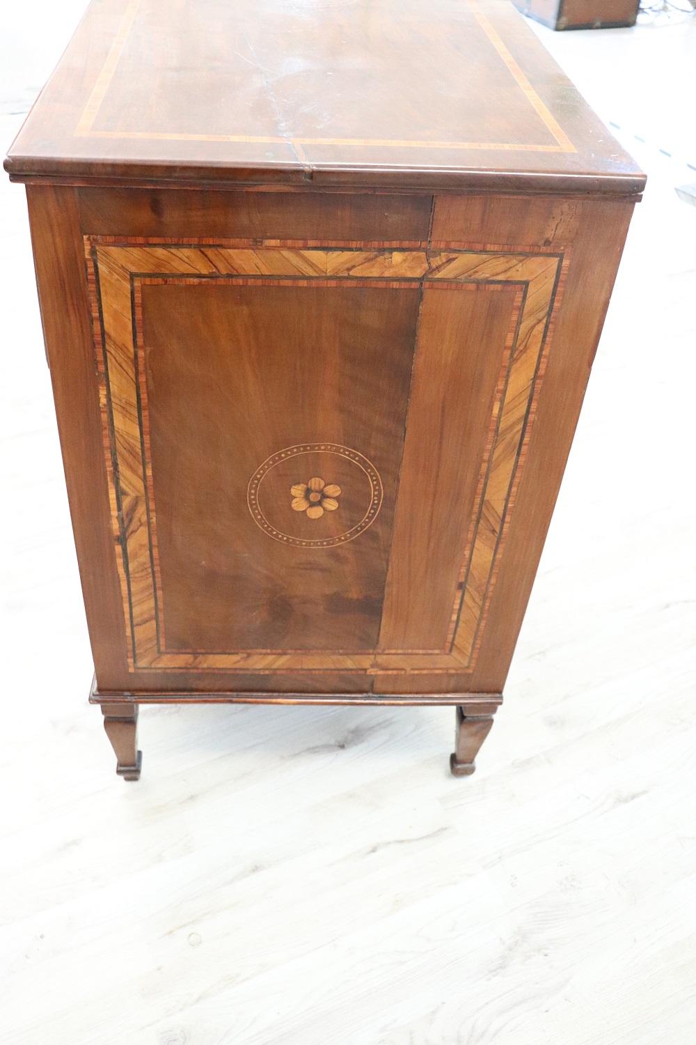 18th Century Italian Louis XVI Inlaid Walnut Commode or Chest of Drawer 2
