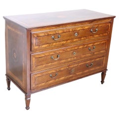 18th Century Italian Louis XVI Inlaid Walnut Commode or Chest of Drawer