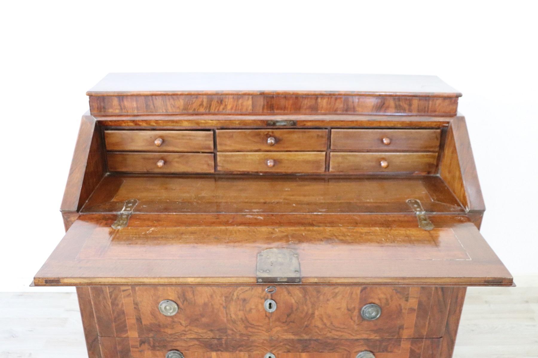 18th Century Italian Louis XVI Inlay Wood Chest of Drawers with Secretaire 2