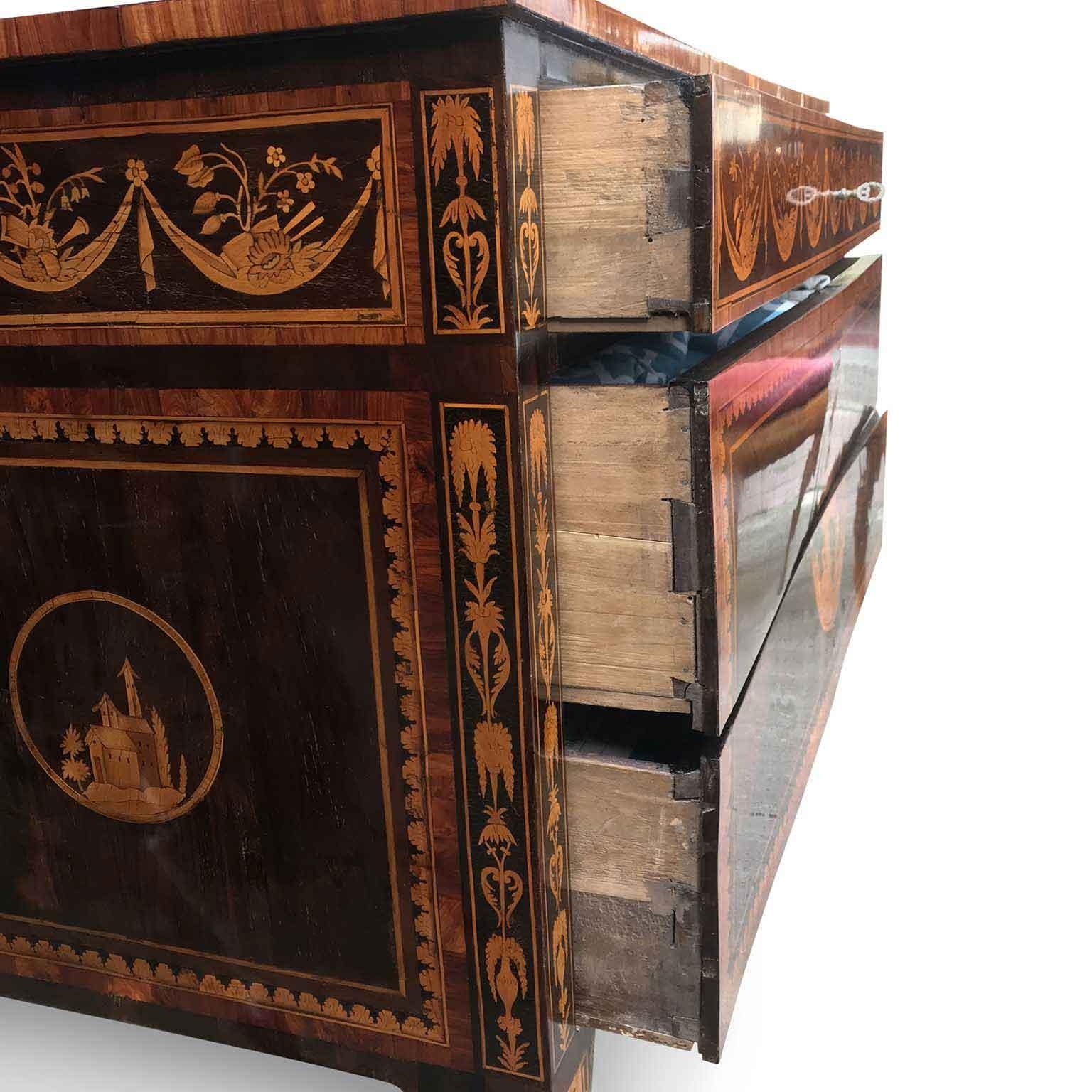 18th Century Italian Louis XVI Commode Maggiolini Style Marquetry For Sale 8