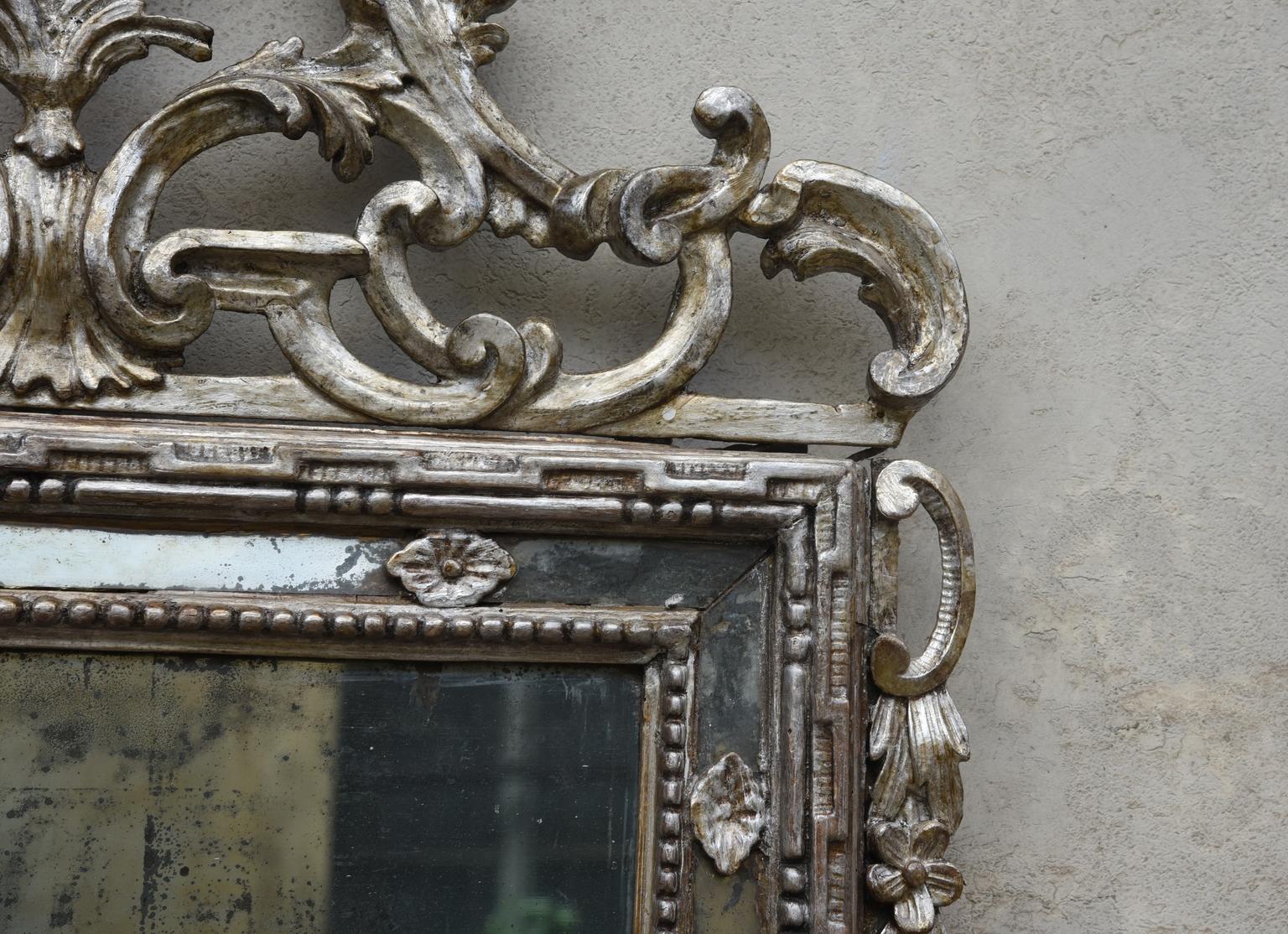18th Century Italian Louis XVI Mirror Silvered with sheets Sculpted, 1700s In Good Condition In Torino, Torino
