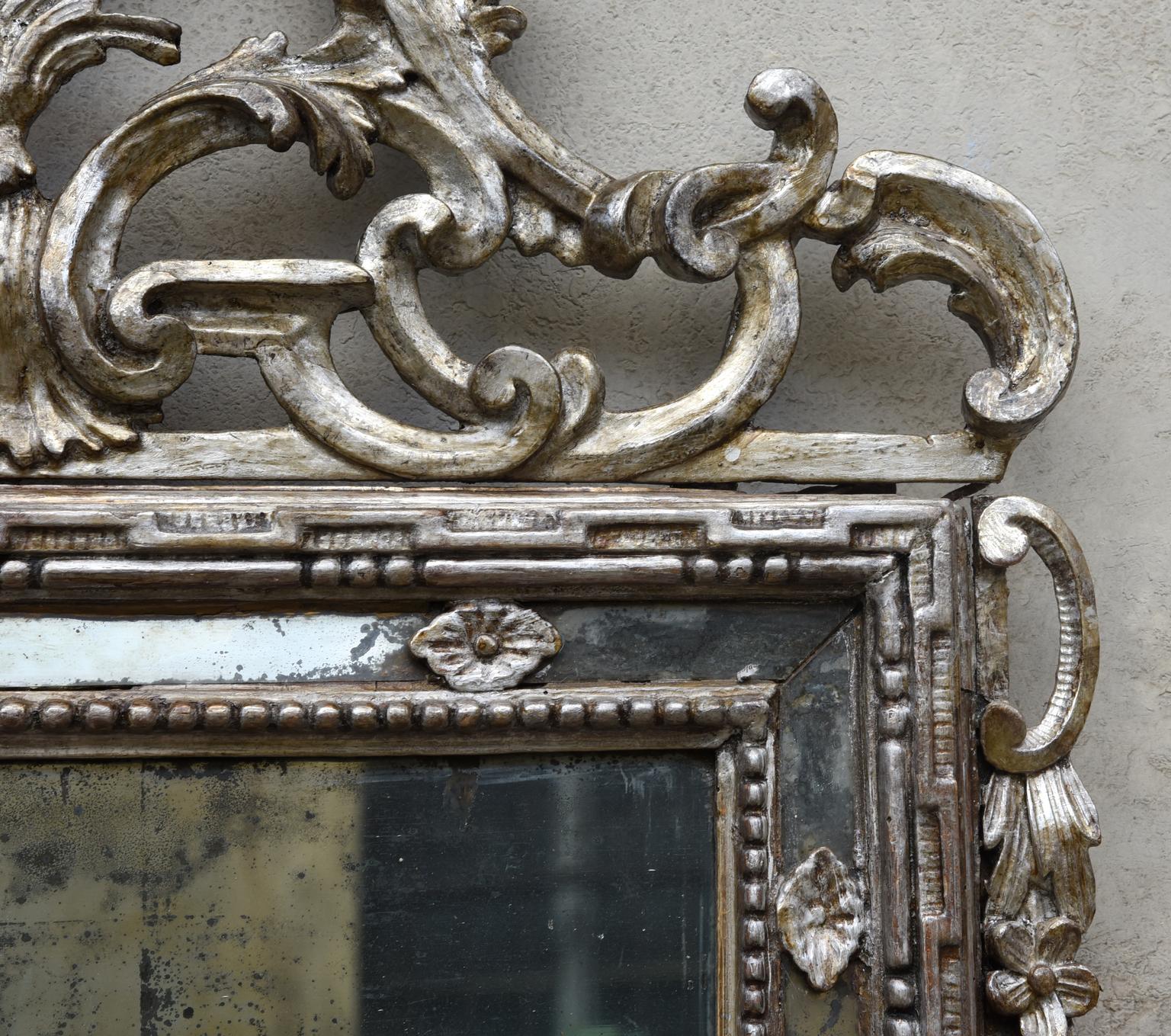 18th Century Italian Louis XVI Mirror Silvered with sheets Sculpted, 1700s 1