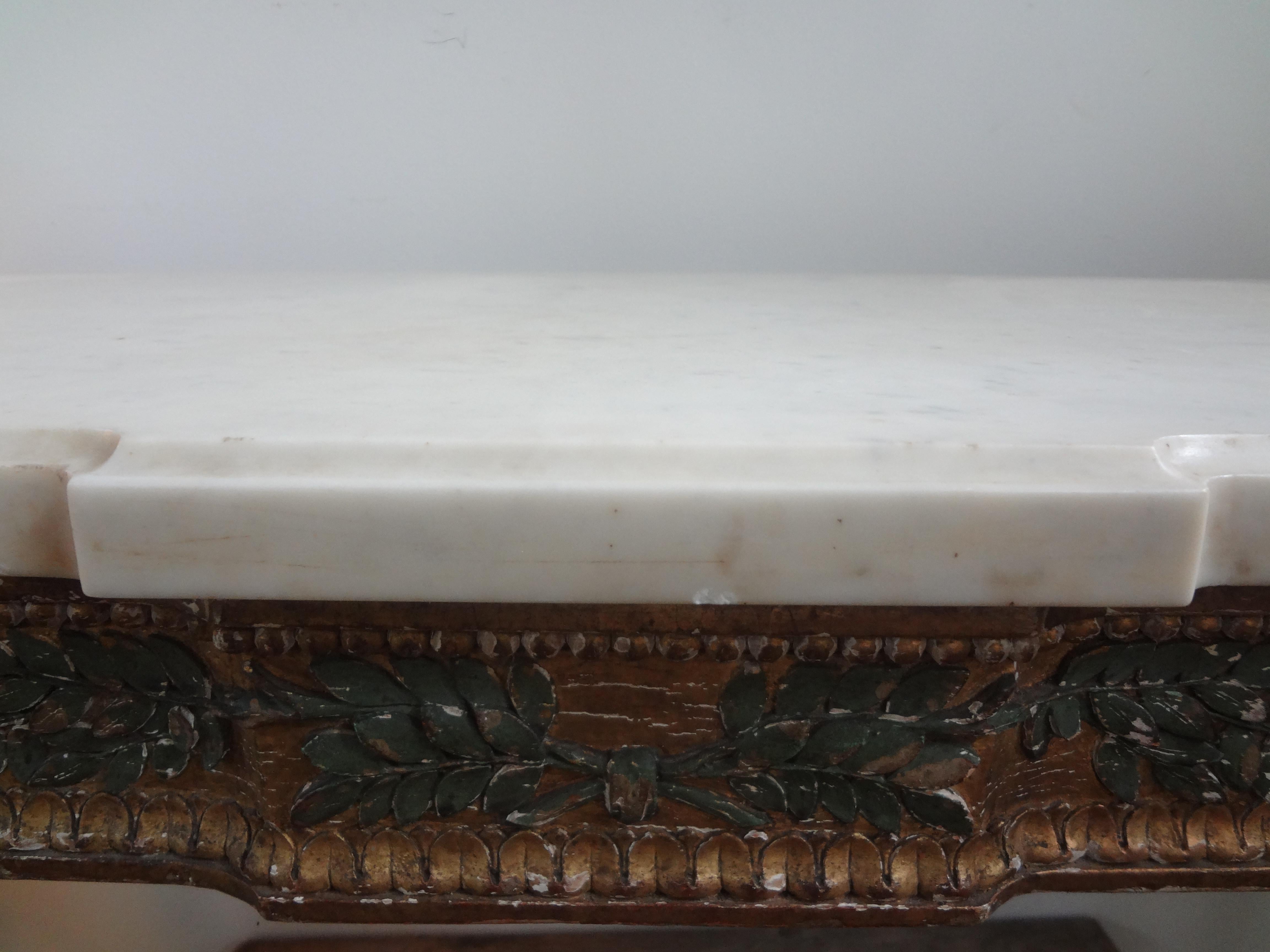 18th Century Italian Louis XVI Console Table, Painted and Parcel Gilt In Good Condition For Sale In Houston, TX