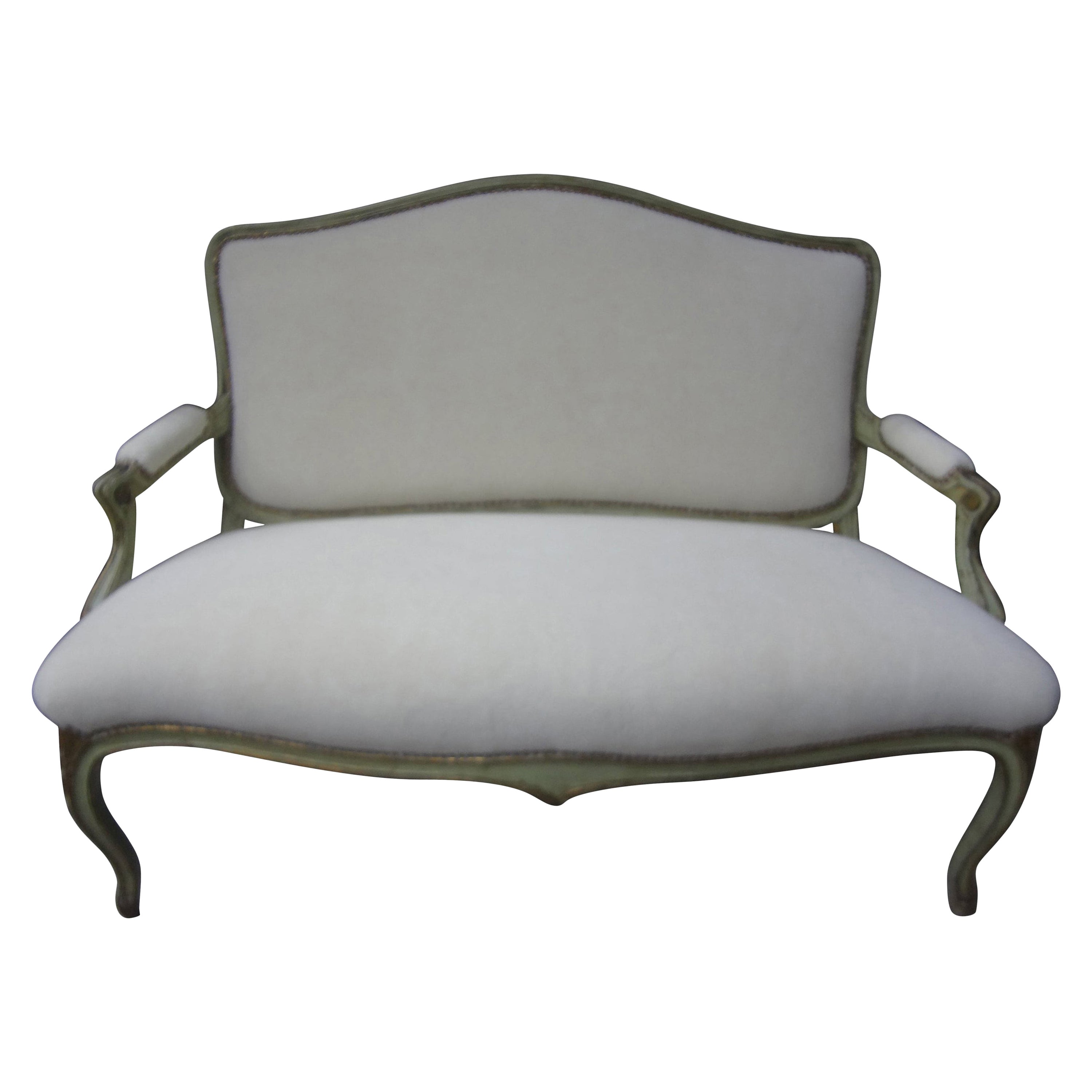 Loveseat Italiano Luis XVI del Siglo XVIII Pintado y Dorado a la Parcela