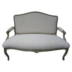 18th Century Italian Louis XVI Painted and Parcel Gilt Loveseat