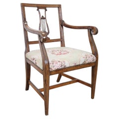 18th Century Italian Louis XVI Solid Walnut Armchair 