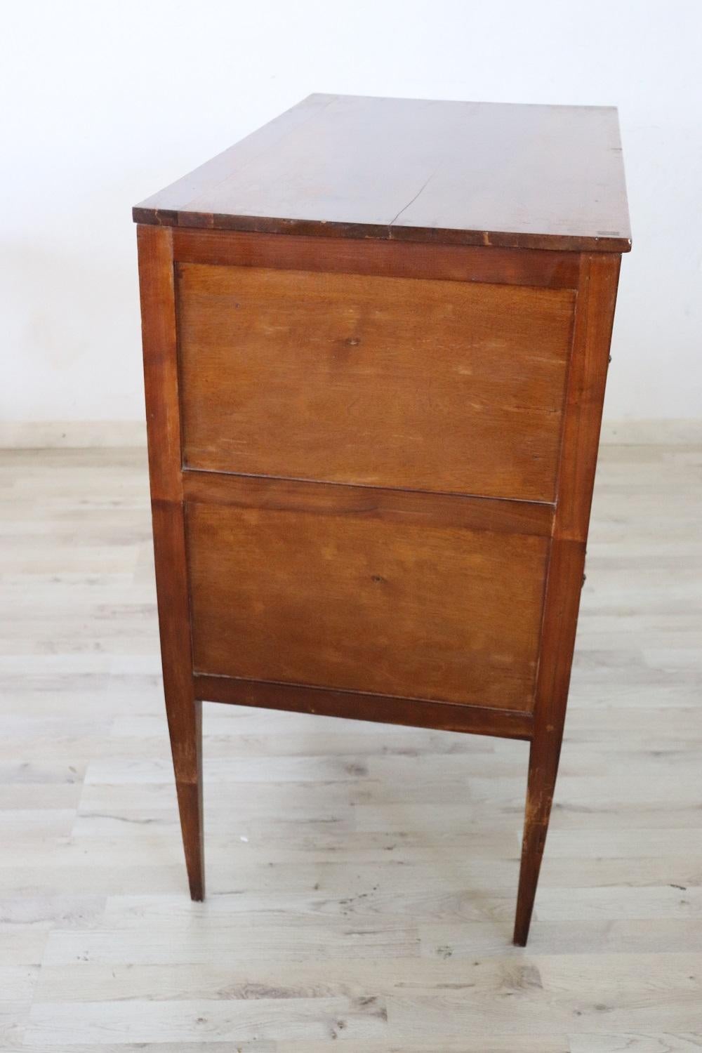Late 18th Century 18th Century Italian Louis XVI Solid Walnut Small Chest of Drawers