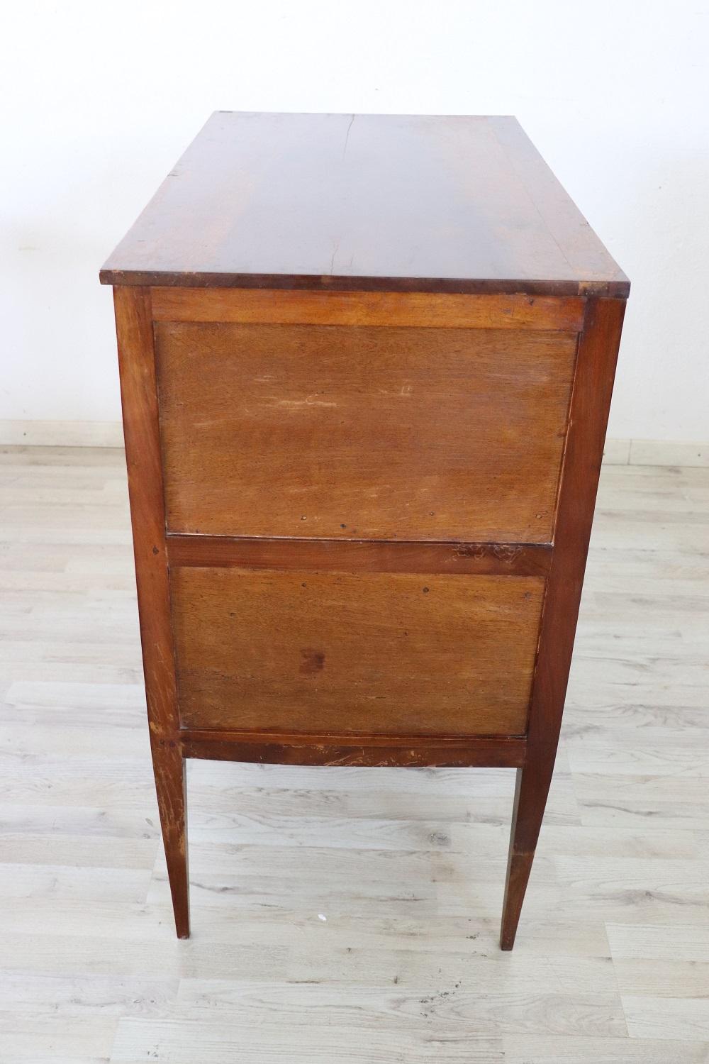 18th Century Italian Louis XVI Solid Walnut Small Chest of Drawers 3
