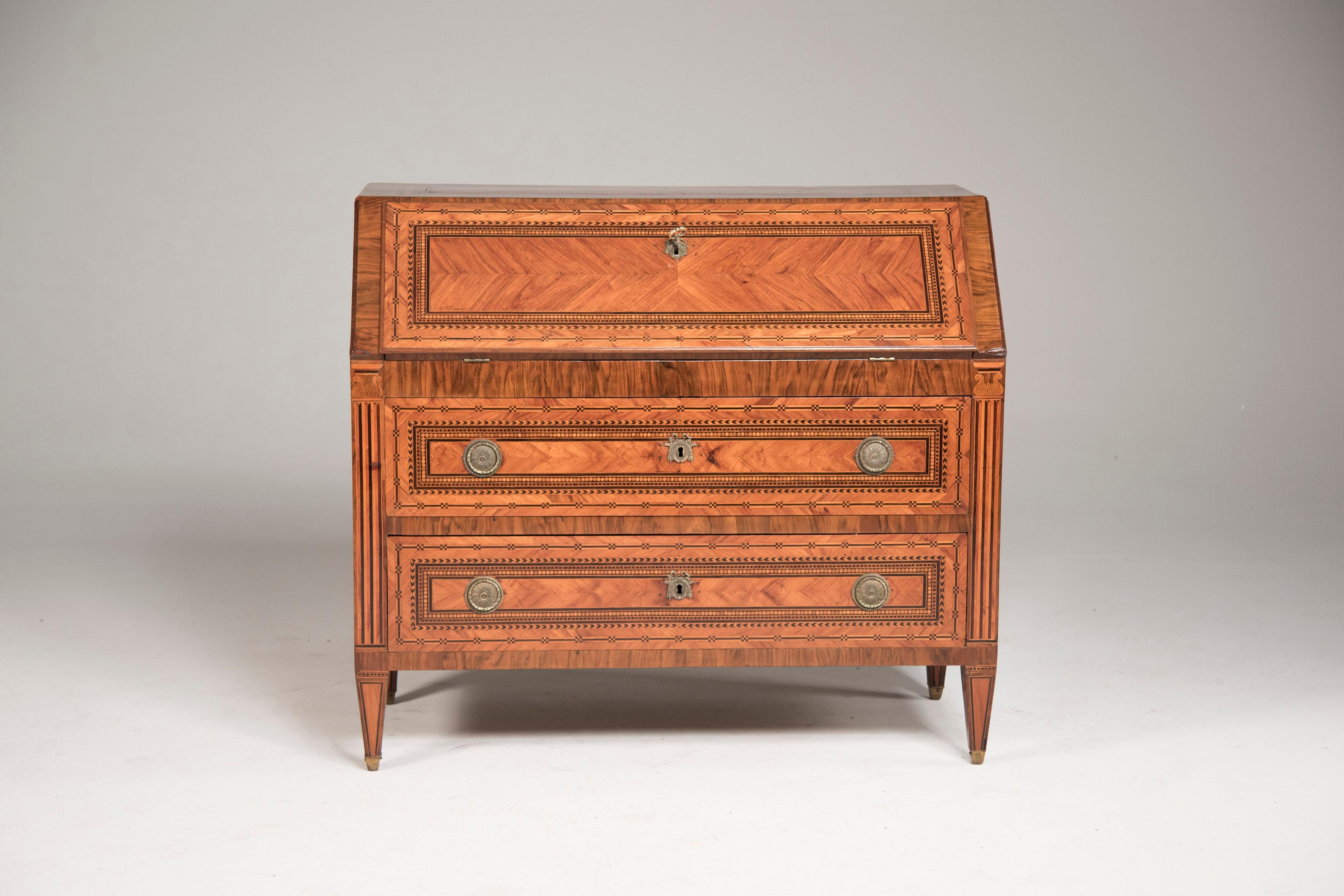 Wood 18th Century Italian Louis XVI Tilt Door Bureau