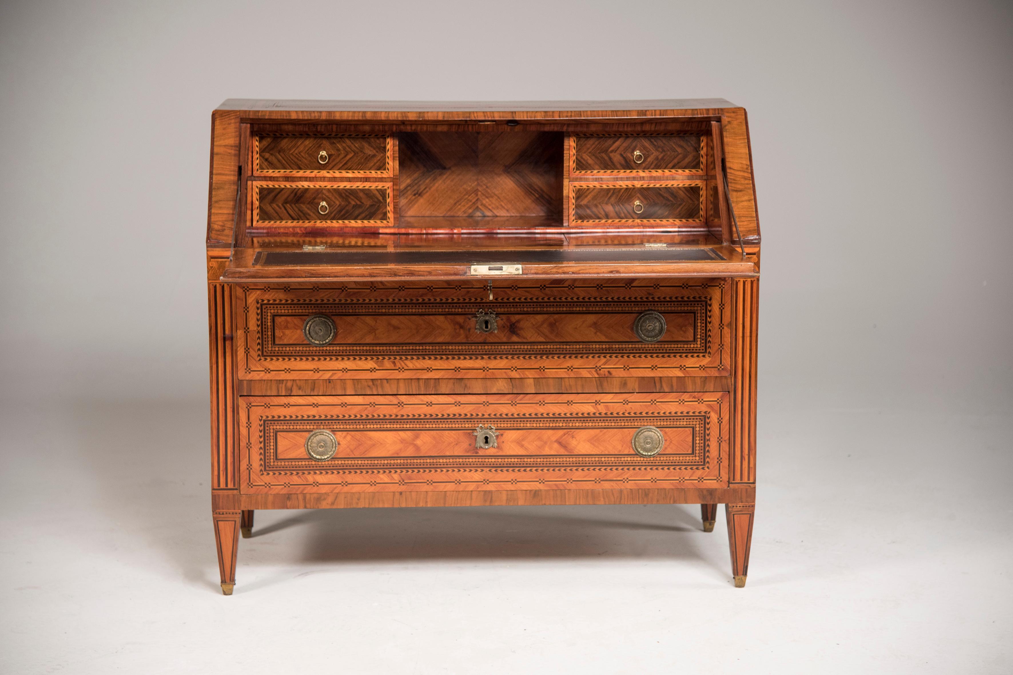 18th Century Italian Louis XVI Tilt Door Bureau 4