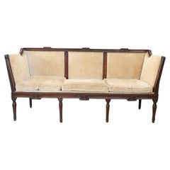 18th Century Italian Louis XVI Walnut and Velvet Antique Settee