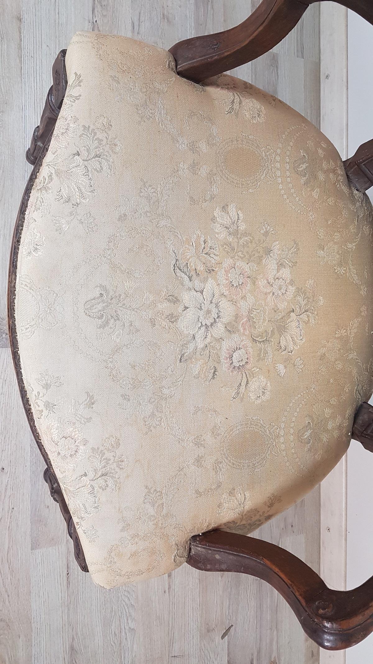 Late 18th Century 18th Century Italian Louis XVI Walnut Armchair For Sale