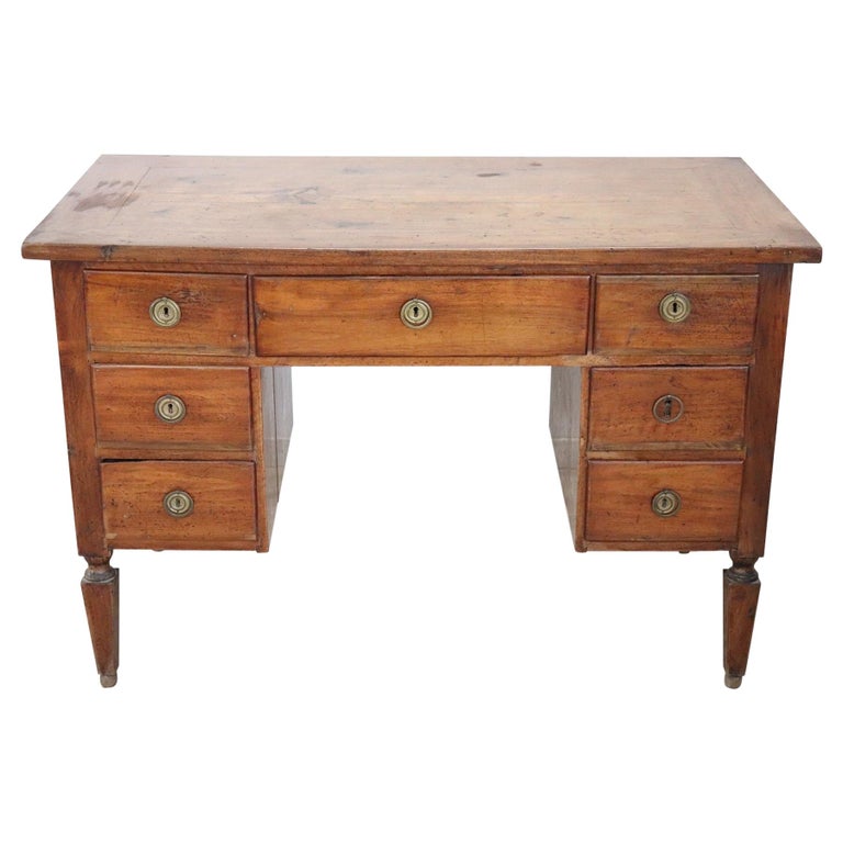 18th Century Italian Louis Xvi Walnut Wood Antique Writing Desk At