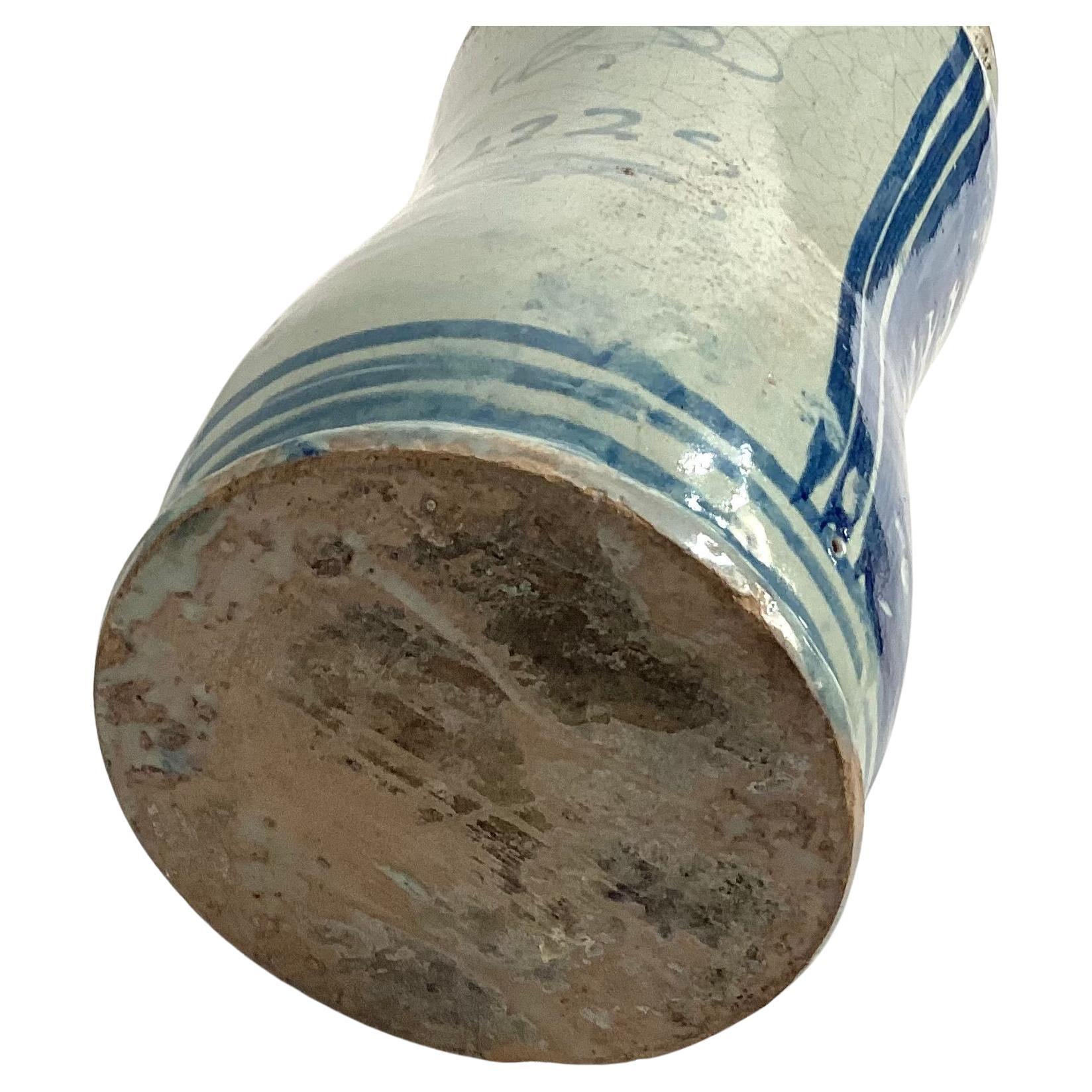 18th Century and Earlier 18th Century Italian Maiolica Blue and White Alborello Pharmacy Jar #1 For Sale