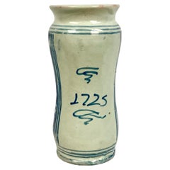 18th Century Italian Maiolica Blue and White Alborello Pharmacy Jar #2