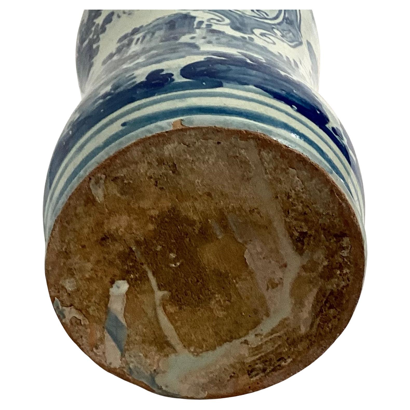18th Century and Earlier 18th Century Italian Maiolica Blue and White Alborello Pharmacy Jar #2 For Sale