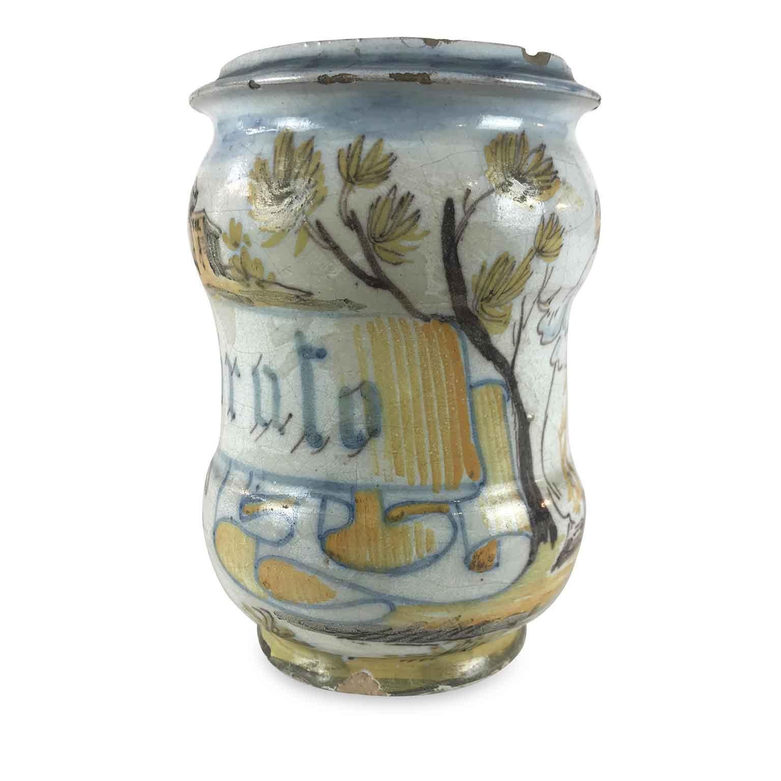 18th Century Italian Majolica Albarello Drug Jar by Jacques Boselly For Sale 5