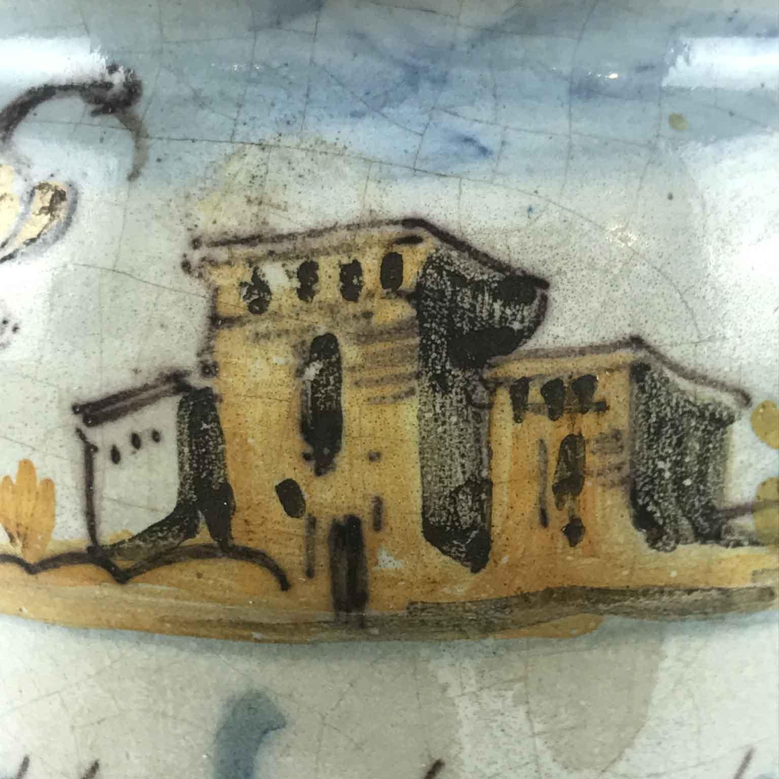 Italienisches Majolika-Abriello- Drogenglas von Jacques Boselly aus dem 18. Jahrhundert (Handbemalt) im Angebot
