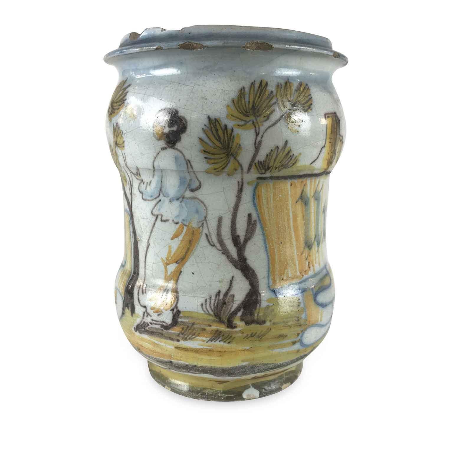 18th Century Italian Majolica Albarello Drug Jar by Jacques Boselly For Sale 2