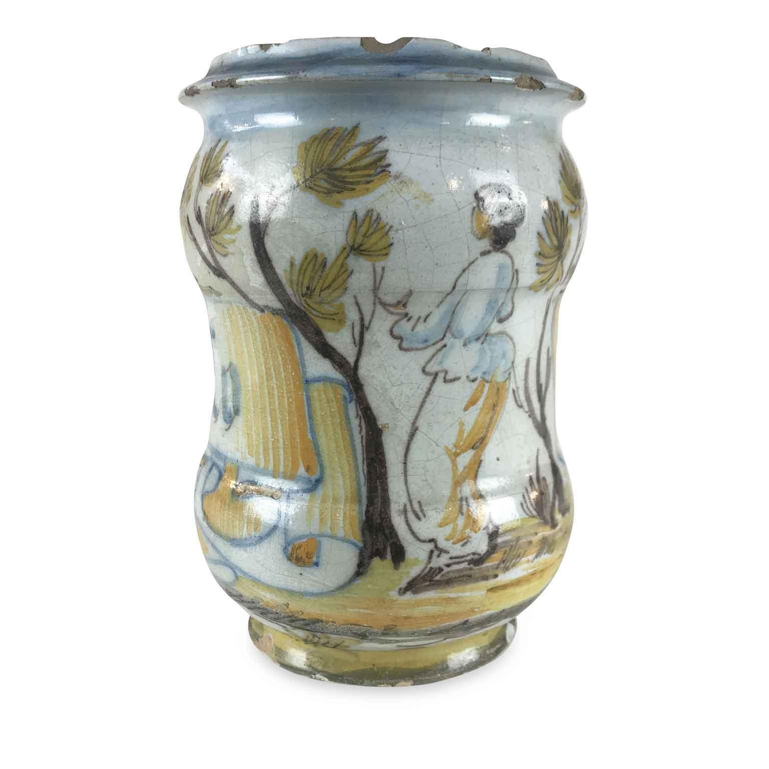 18th Century Italian Majolica Albarello Drug Jar by Jacques Boselly For Sale 3