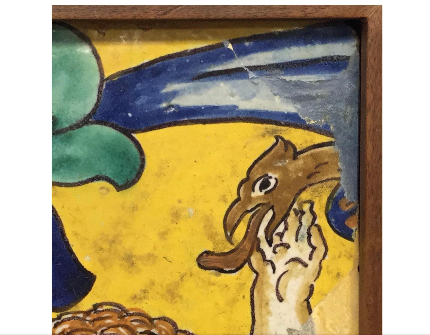 Italienische Majolika-Fayence-Keramik des 18. Jahrhunderts Putto gerahmte Fliesen (Töpferwaren) im Angebot