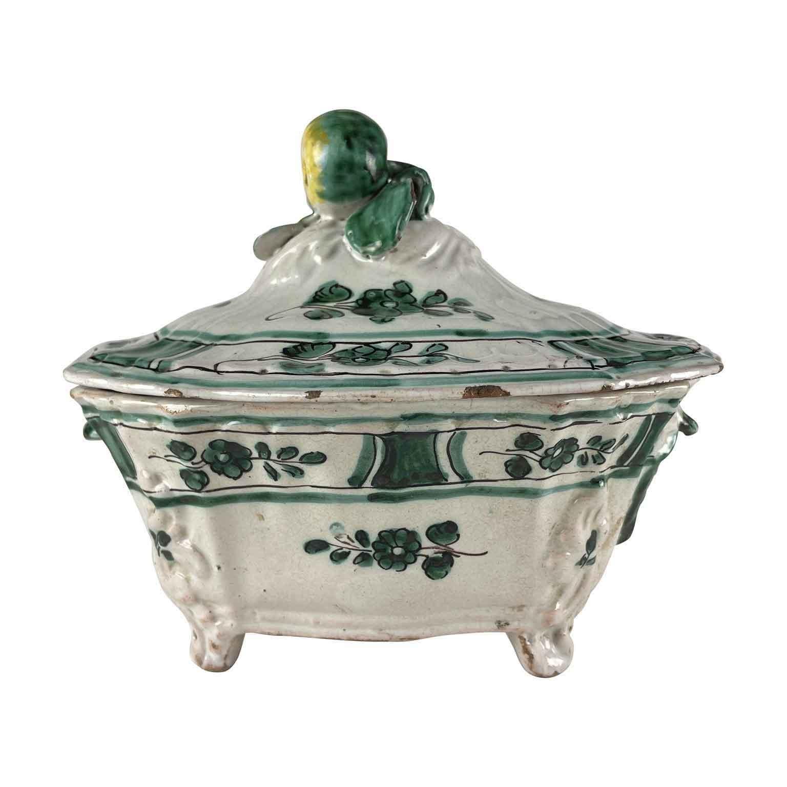 18th Century Italian Majolica Tureen with Cover by Cerreto Sannita Manufacture 1