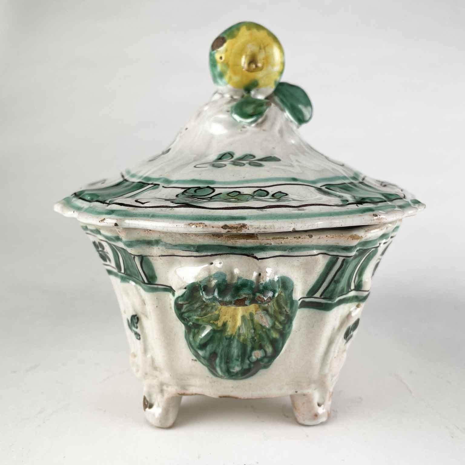 18th Century Italian Majolica Tureen with Cover by Cerreto Sannita Manufacture 2