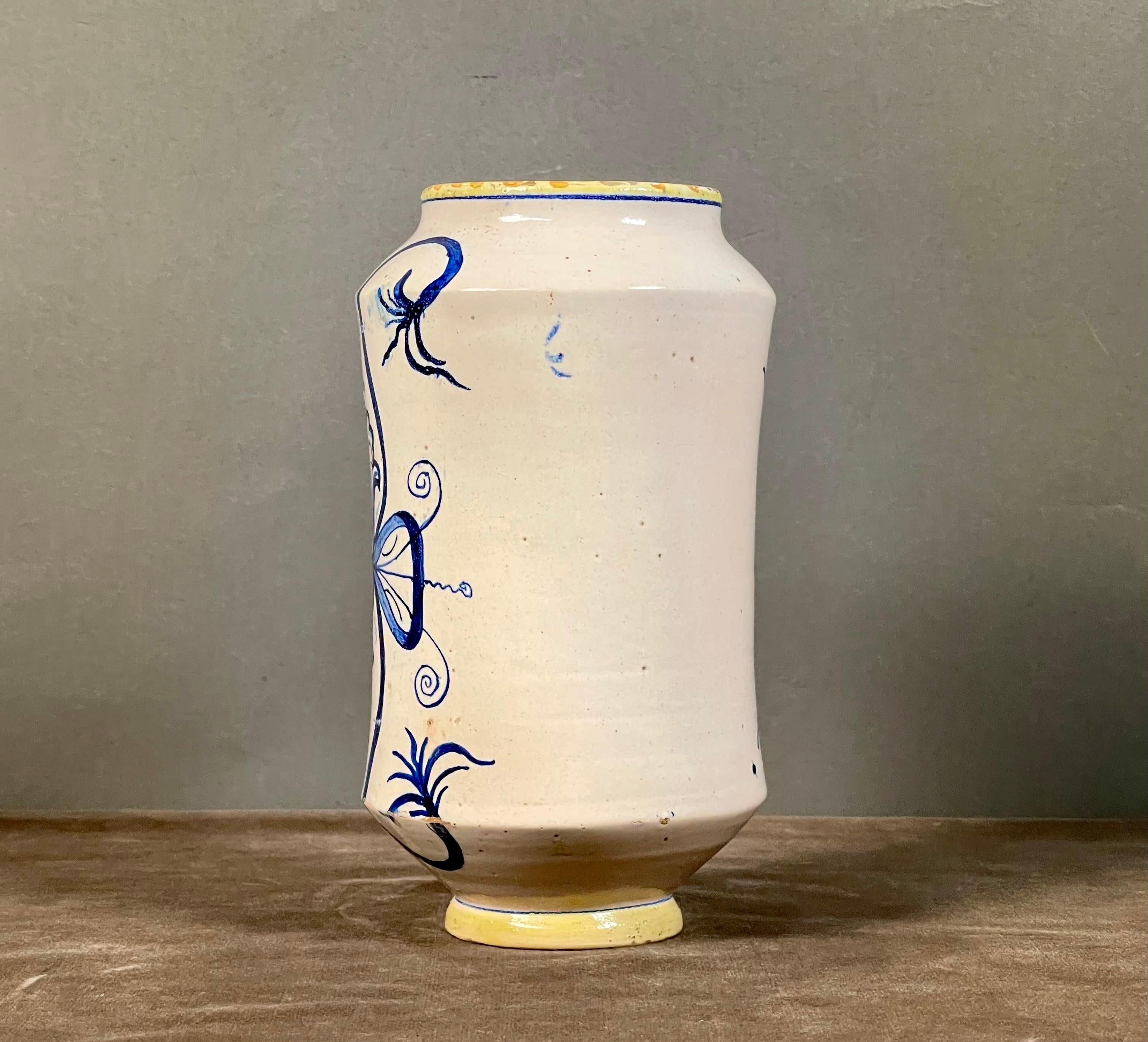 18th Century Italian Majolica Vase Albarello For Sale 1