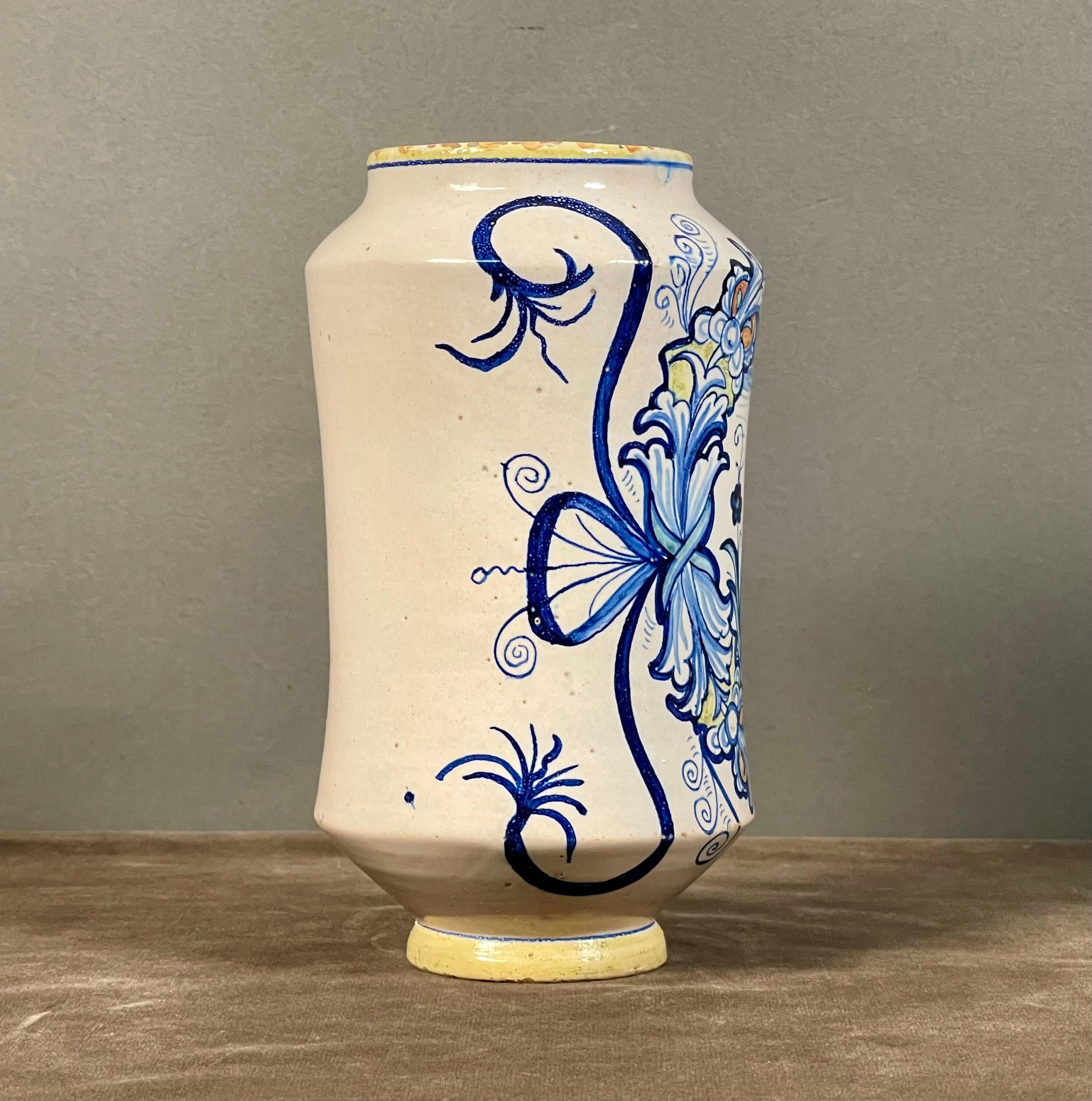18th Century Italian Majolica Vase Albarello For Sale 2