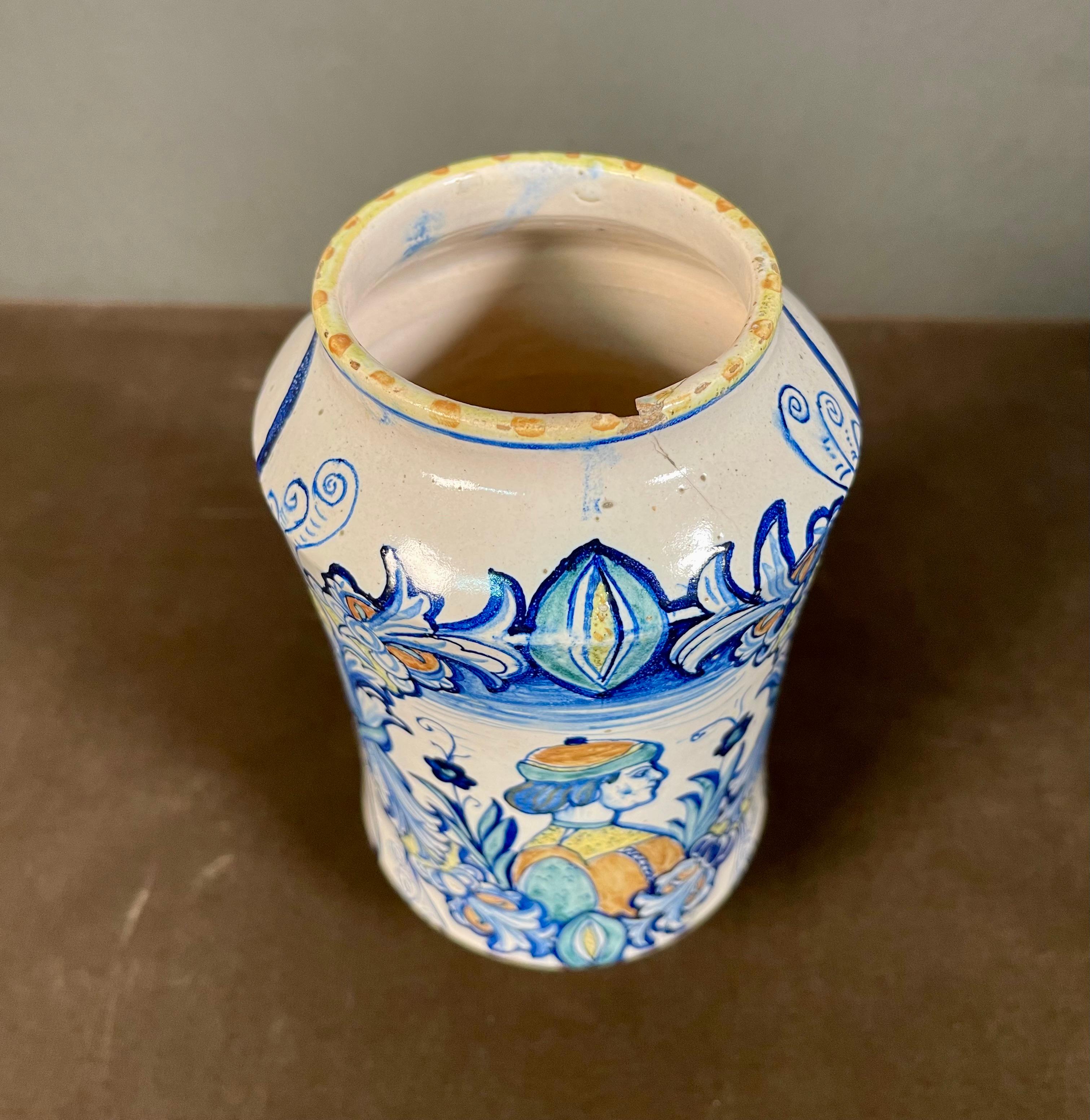 18th Century Italian Majolica Vase Albarello For Sale 4