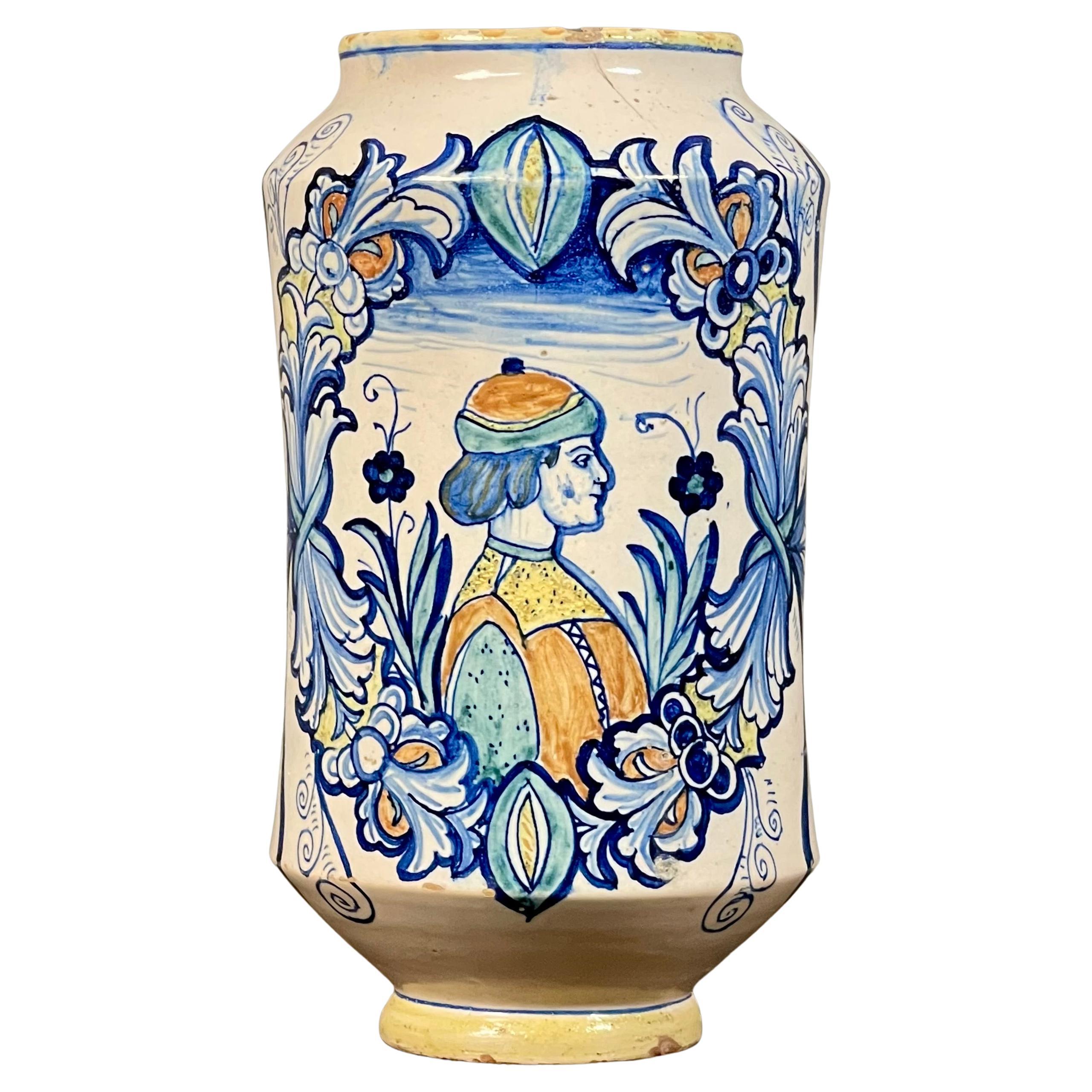 18th Century Italian Majolica Vase Albarello For Sale