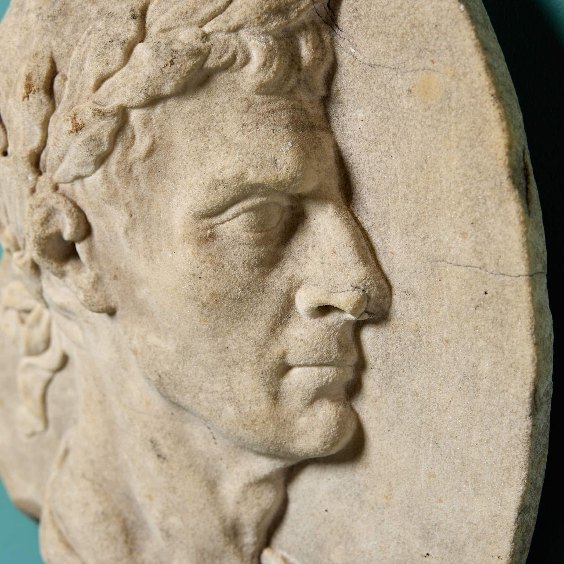 Neoclassical 18th Century Italian Marble Plaque of a Roman Emperor For Sale