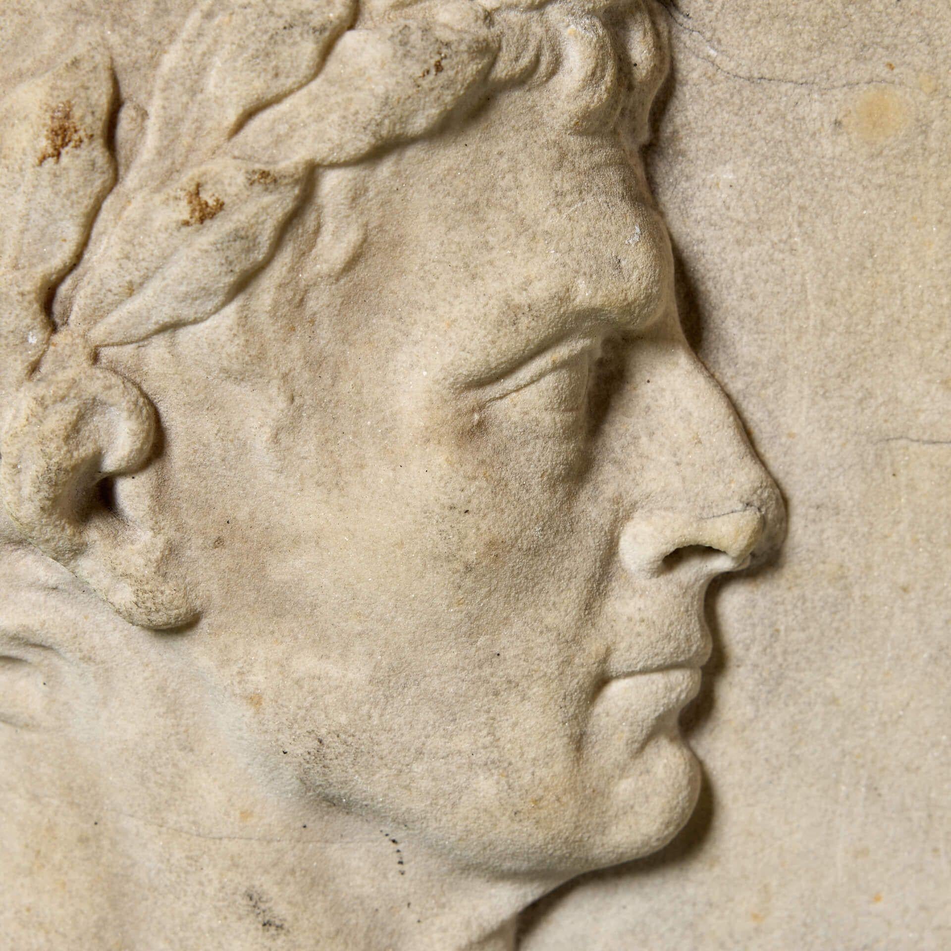 18th Century Italian Marble Plaque of a Roman Emperor In Fair Condition For Sale In Wormelow, Herefordshire