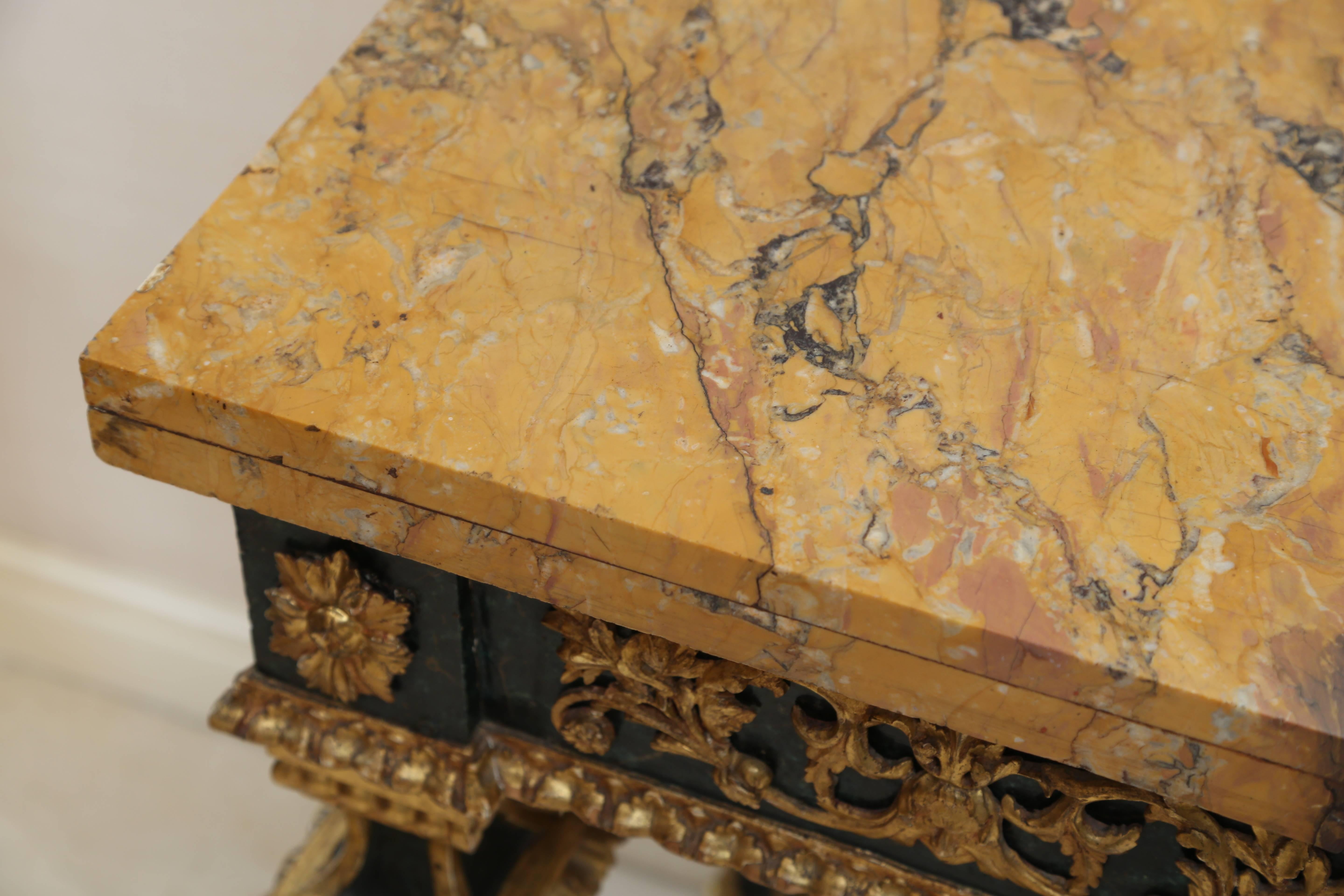 18th Century Italian Marble-Top Gilt and Polychrome Console Table 2