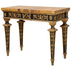 18th Century Italian Marble-Top Gilt and Polychrome Console Table