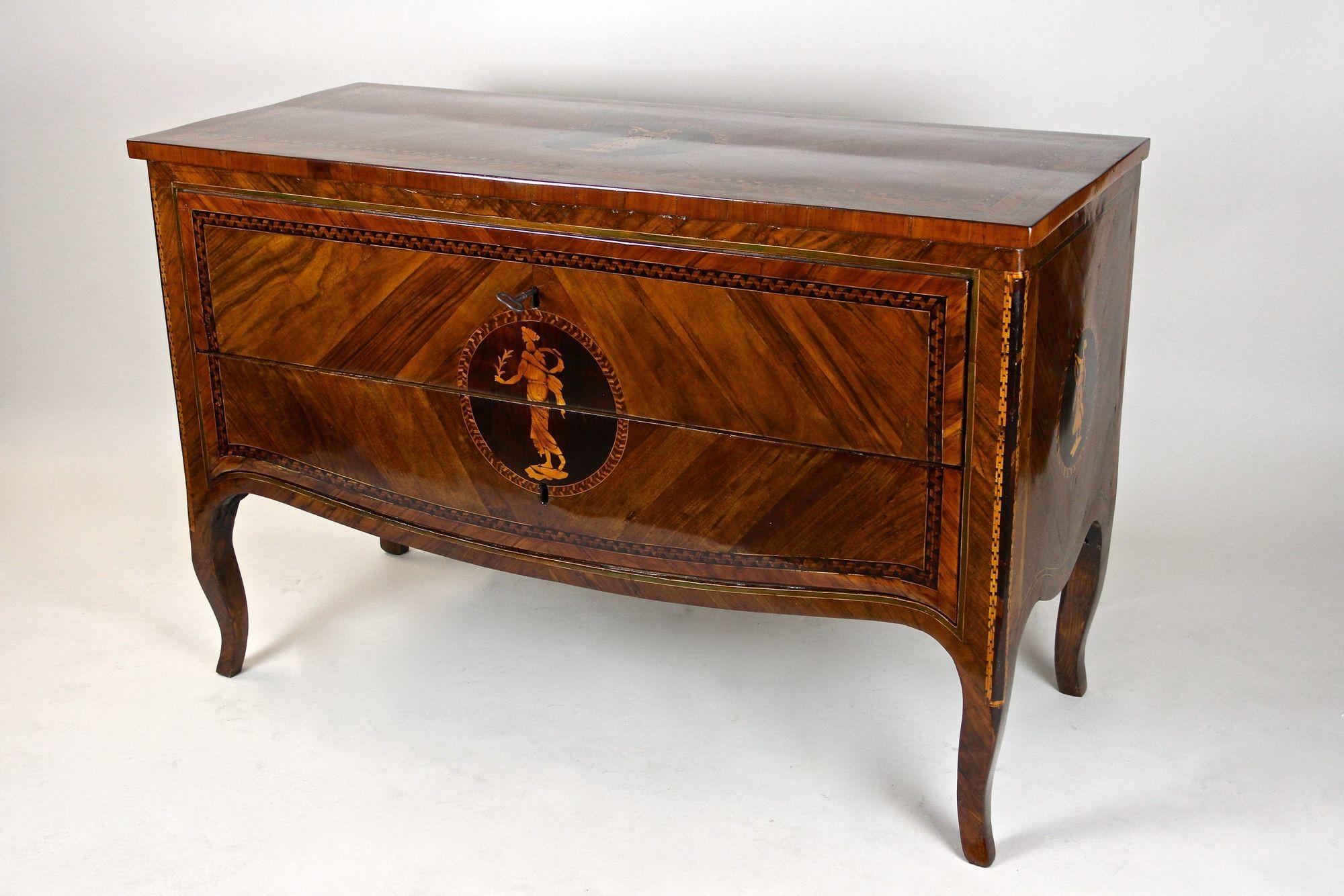 18th Century Italian Marquetry Chest Of Drawers Museum Quality, Milan ca. 1760 For Sale 14