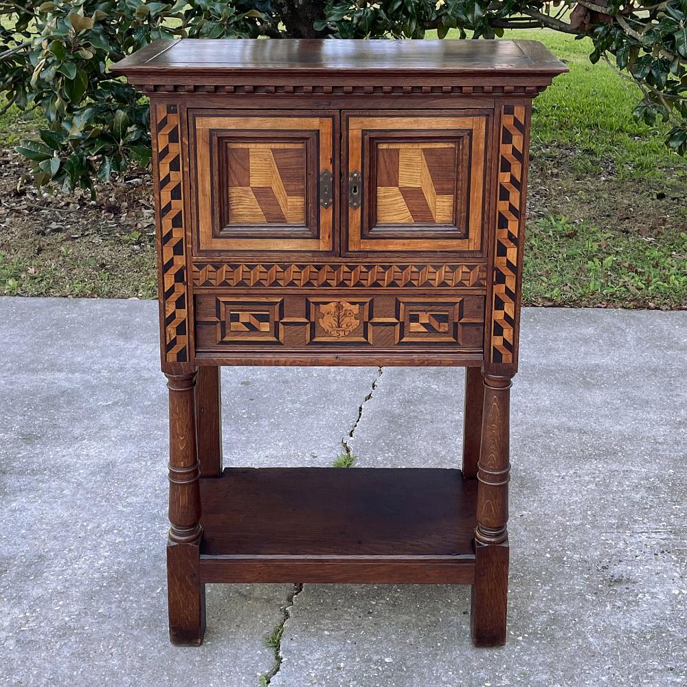 Maple 18th Century Italian Marquetry Raised Cabinet For Sale