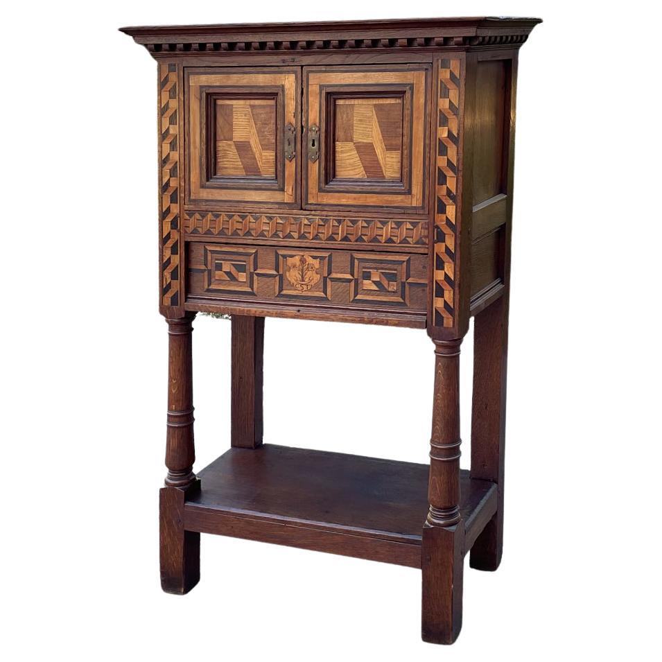 18th Century Italian Marquetry Raised Cabinet For Sale