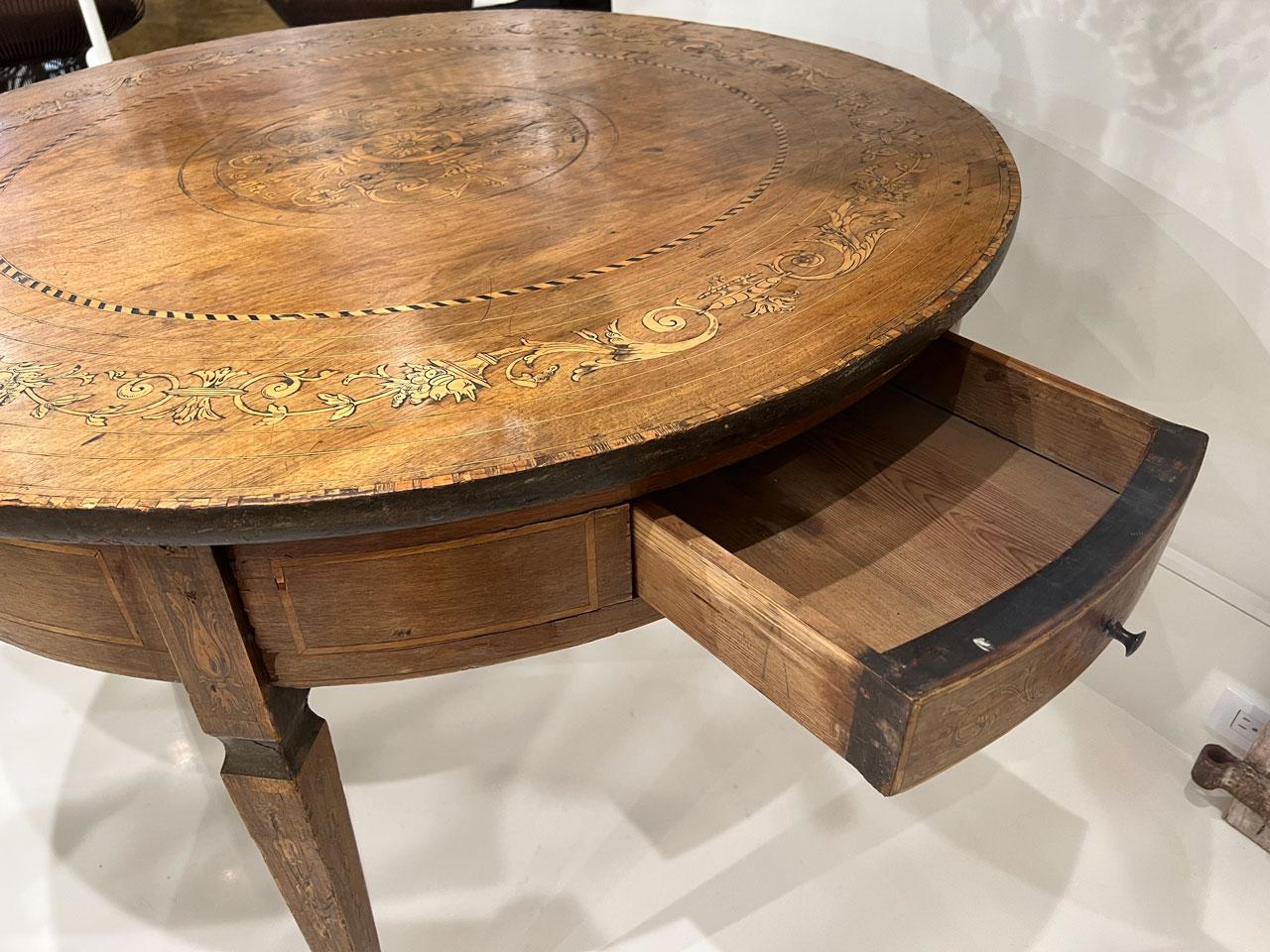 18th Century and Earlier  Italian Marquetry Table, 18th Century