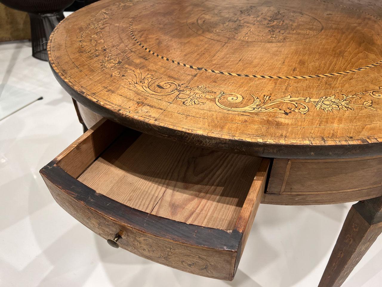 Wood  Italian Marquetry Table, 18th Century