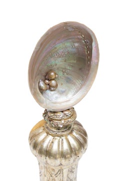 18th Century Italian Mecca Base with Iridescent Abalone Shell and Baroque Pearls